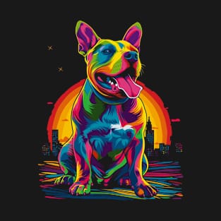 Bull Terrier Dog Sunset Pop Art T-Shirt