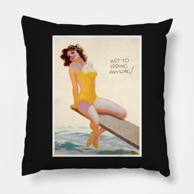 Apt to Spring Anything! Pillow by HeritageScrap