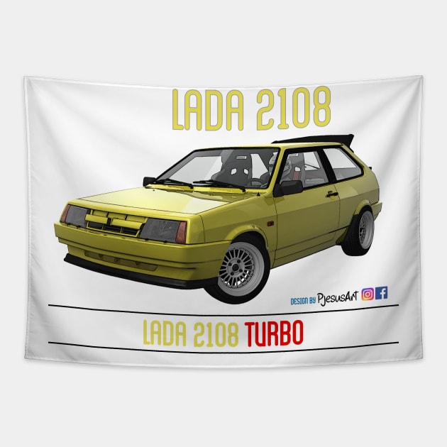 Lada 2108 Turbo Yellow Tapestry by PjesusArt