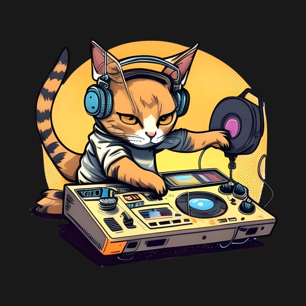 Funny Cat DJ Colorful - DJ Cat Is In The House by WilliamHoraceBatezell