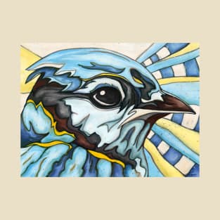 Blue jay bird painting with pastel colors T-Shirt