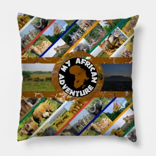 My African Adventure Wildlife Collage Pillow