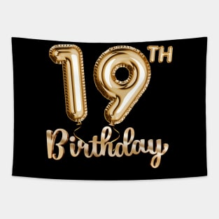19th Birthday Gifts - Party Balloons Gold Tapestry