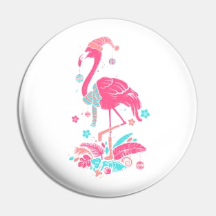 Flamingo Tropical Beach Christmas Pin