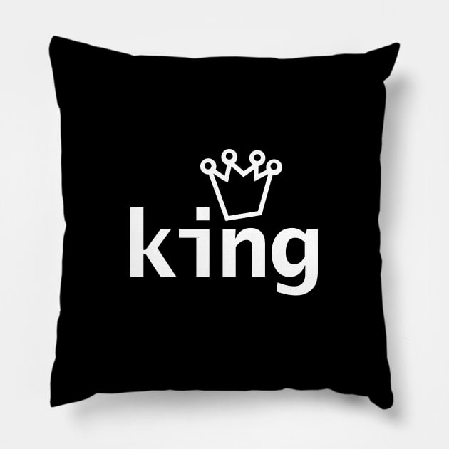 King Crown Typography White Text Pillow by ellenhenryart