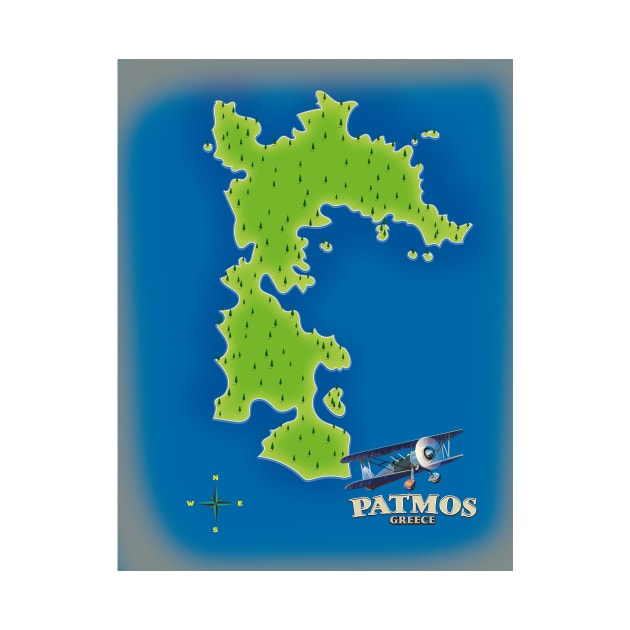 Patmos Greece island map by nickemporium1