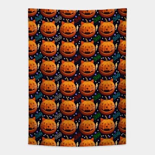 Pumpkin the cat Halloween pattern Tapestry