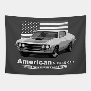 Torino 429 Super Cobra American Muscle Car 60s 70s Old is Gold Tapestry