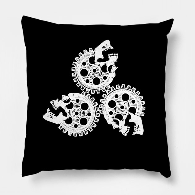 3 Skull Gearworks Pillow by RawSunArt