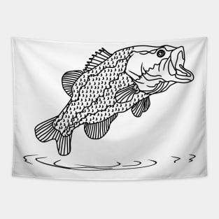 black bass fish jumping out of the water Tapestry