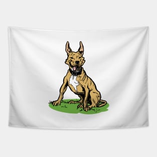 Funny Pitbull dog Tapestry