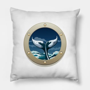 whale tail in a ship window Pillow