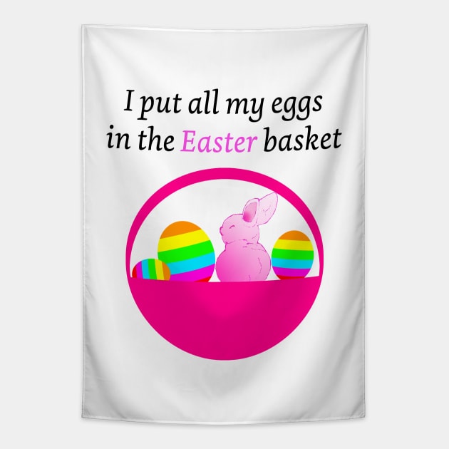 Funny Easter Egg and Easter Basket Wordplay Tapestry by Artstastic