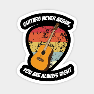 Retro Acoustic Guitar Plectrum Graphic Design and Guitarist Magnet