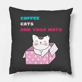 Coffee cats and yoga mats funny yoga and cat drawing Pillow