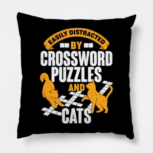 Easily Distracted By Crossword Puzzles And Cats Pillow