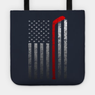 Hockey Stick American Flag Vintage Player T-shirt Tote