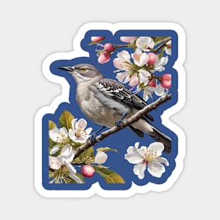 Northern Mockingbird Surrounded by Apple Blossom Magnet