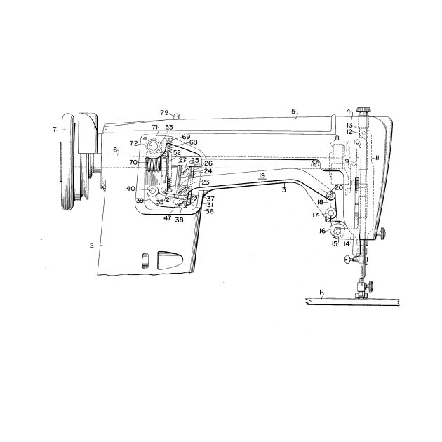 Zigzag Mechanism for Sewing Machine Vintage Patent Hand Drawing by TheYoungDesigns