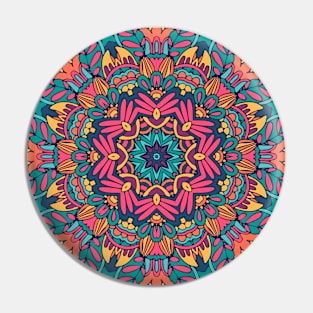 Colorful Oriental Rug Mandala Boho Pattern Pin