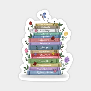 Book Stack & Flowers Magnet