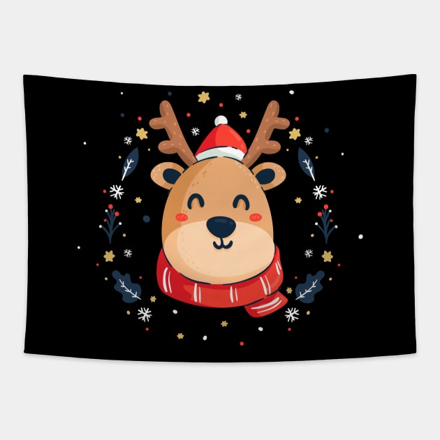 Ugly Reindeer Christmas Sweatshirt Tapestry by KsuAnn