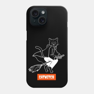 Cat Witch, Halloween Cat Gift, Halloween Witch, Black Cat, Flying Cat Phone Case