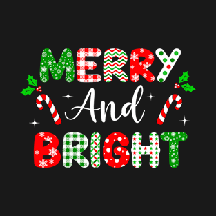 Merry And Bright Christmas Holiday Candy Cane X-Mas Family T-Shirt