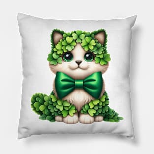 Clover Ragdoll Cat St Patricks Day Pillow