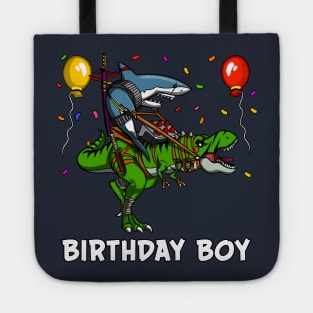 Birthday Boy Shark Ninja Riding Dinosaur Tote