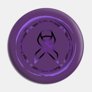 Hope•Faith•Strength Awareness ribbon (Purple&Black) Pin