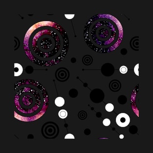 Watercolor Purple Circles and Black Lines T-Shirt