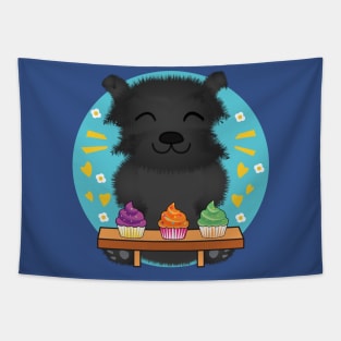Affenpinscher eating cupcakes, Cute Affenpinscher, affenpinscher breed, i love my affenpinscher, funny affenpinscher, affenpinscher puppy, cute pets, Monkey Terrier, Baking Lover, cute animal friendly Tapestry
