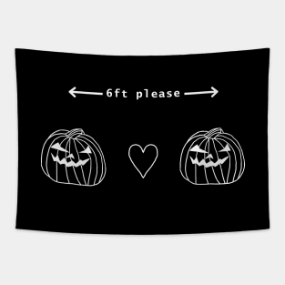 White Line Pumpkins Social Distancing a Halloween Horror Tapestry
