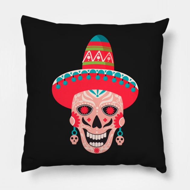 Dia de los muertes skull. Mexican Day of the Dead. Pillow by CoCoArt-Ua