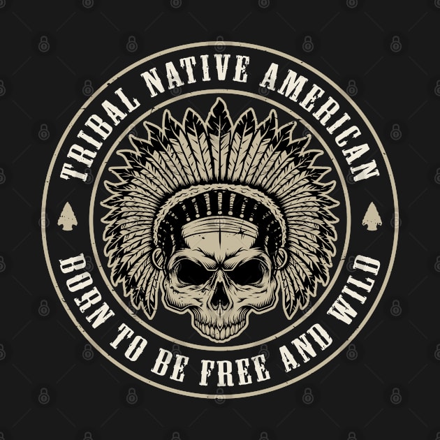 Indian Native American Chief Skull by Macphisto Shirts