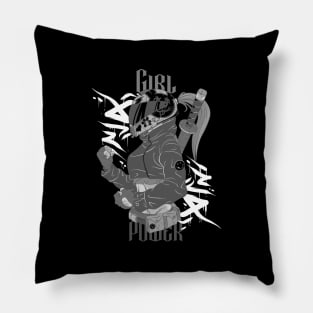 Black Out Biker Girl Power! Pillow