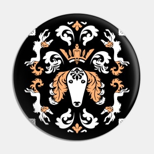 The Spirit of Saluki Damask (Black) Pin