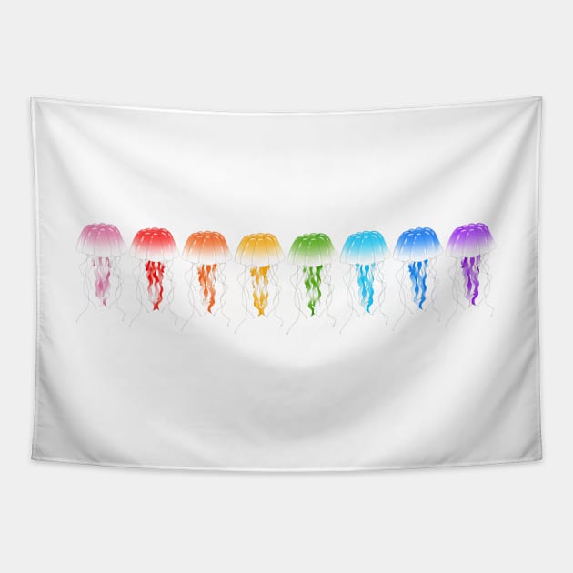 Rainbow Row Jellofish Tapestry by Oddoty