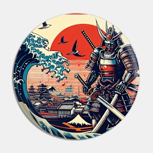 The Japanese Robot Samurai with the great wave: 日本のロボット侍 Pin