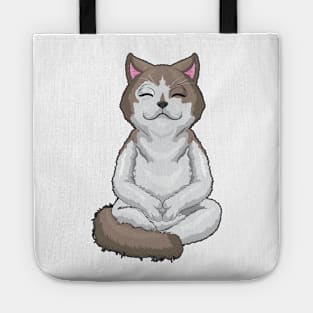 Cat at yoga in cross-legged Tote