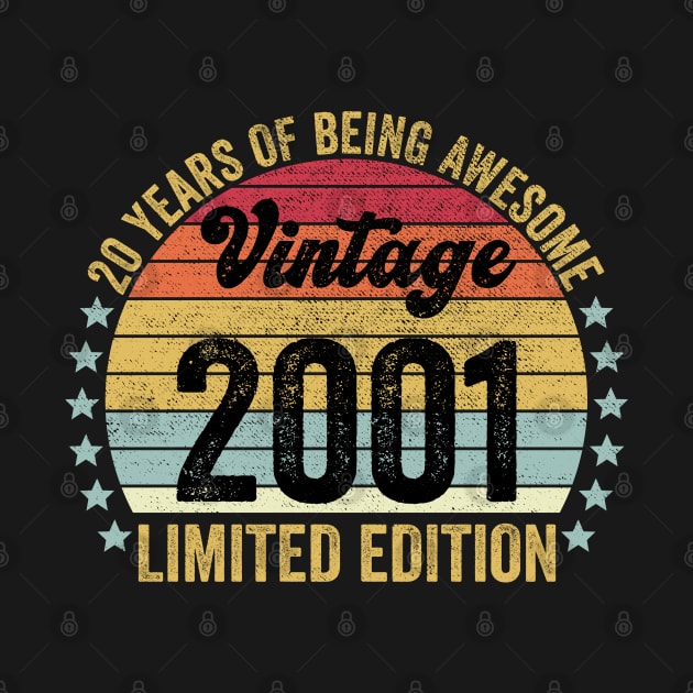 20th Birthday, 20 Year Old Gifts Vintage 2001 Limited Edition by DragonTees