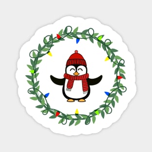 PENGUIN Christmas Wreath Magnet