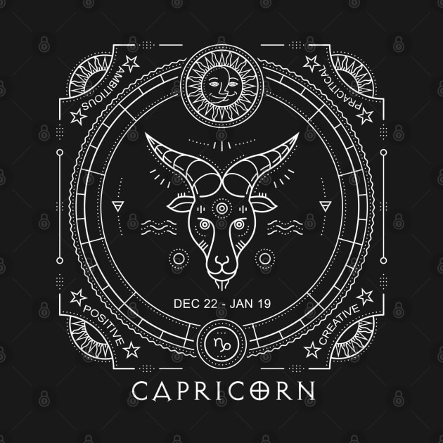 Capricorn Astrological Sun Sign Zodiac by Pine Hill Goods