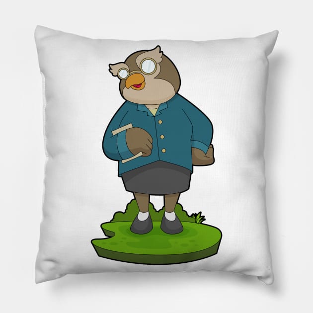 Owl Secretary Glasses Pillow by Markus Schnabel