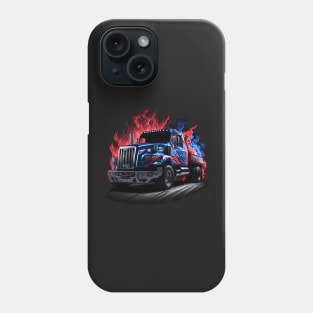 Chrome, Blue, and Red Racing Truck with Flames - An Impressive Sight Phone Case