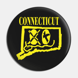 Connecticut Grunge Smiling Face Black Background Pin