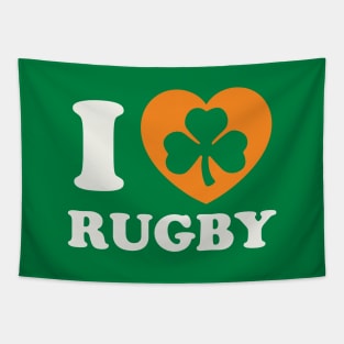 St Patricks Day Rugby Irish Rugby Player Shamrock Heart Tapestry