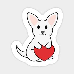 White Chihuahua Heart Magnet