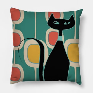 Black Cat Retro Style Pillow